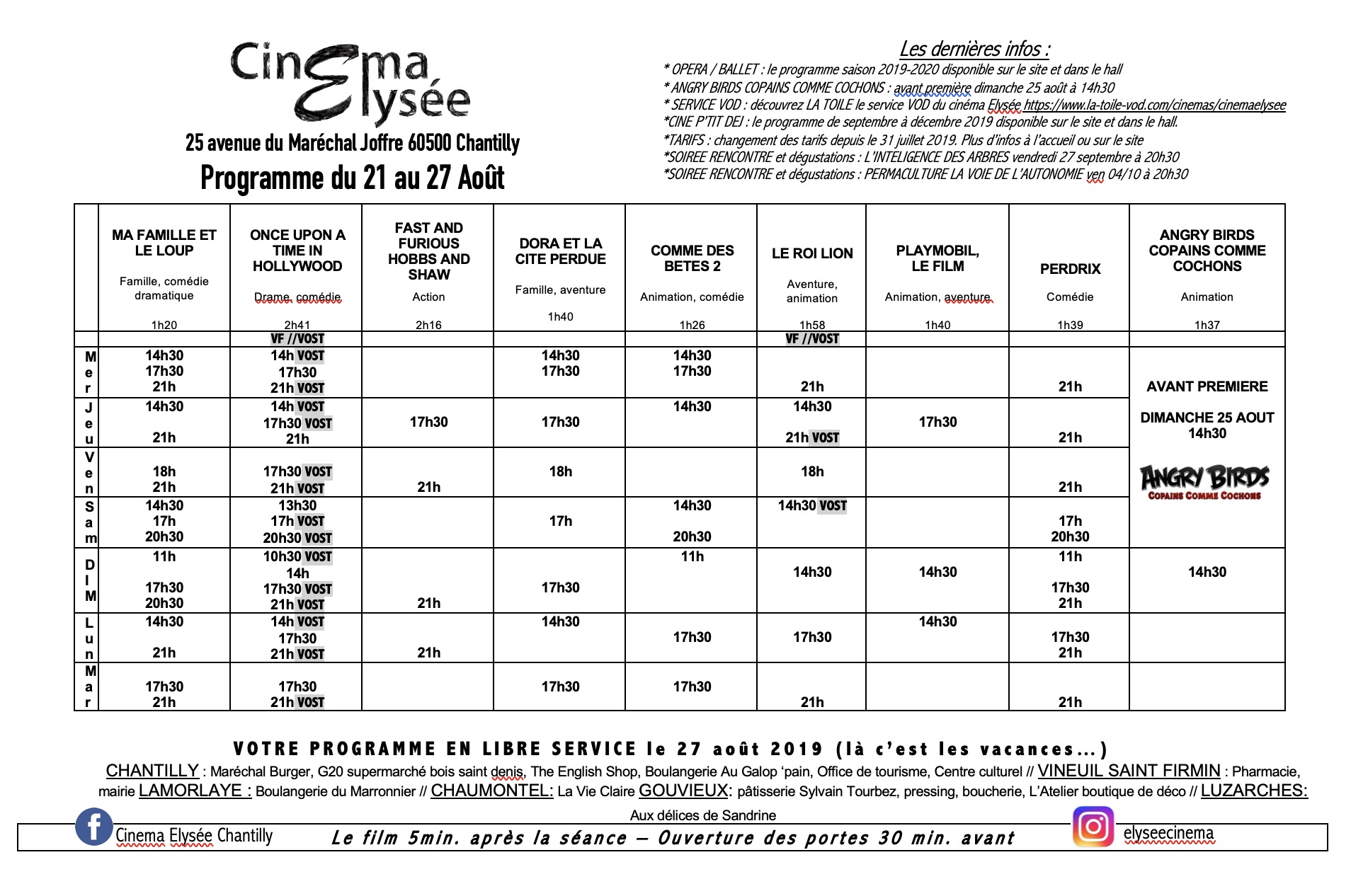 Horaires Des Séances Du Film En Roue Libre Film Programme - Cinéma Elysée